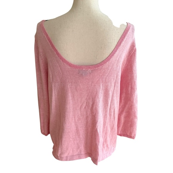 Gap Womens Pink Knit Sweater 3/4 length sleeve lightweight Size L Weekend - Picture 6 of 10